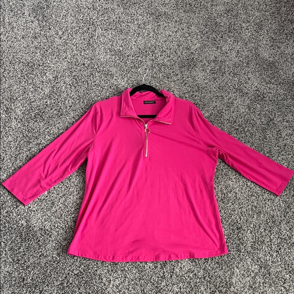 Women's Pink Zip-Up Top